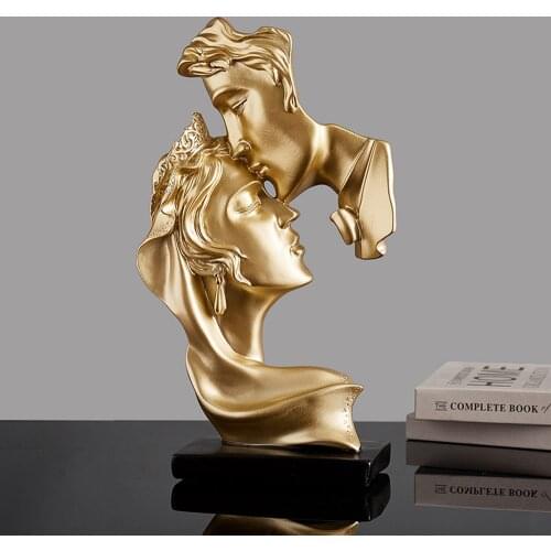 Modern Resin Kiss Mask Statue Abstract Ornaments Art Statuettes Mask Sculpture Crafts for Office Vintage Home Decor Wedding Gift