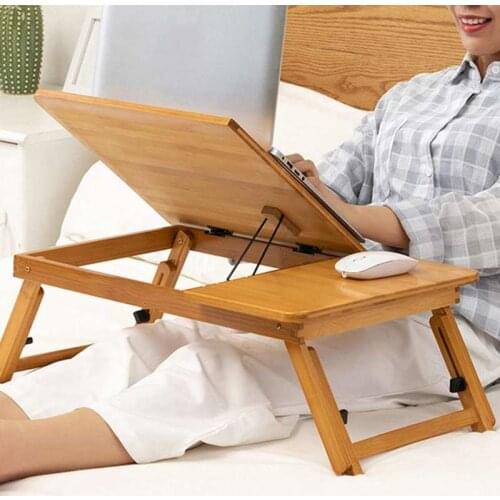 Modern Style Laptop Desk Bamboo Folding Bed Computer Table Student Study Desk Adjustable Height Domestic Delivery