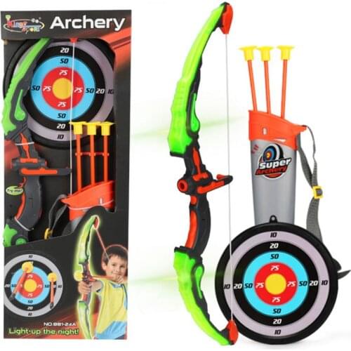 Light Up Archery Bow and Arrow Toy Set for Boys Girls With 3 Suction Cup Arrows 77HD