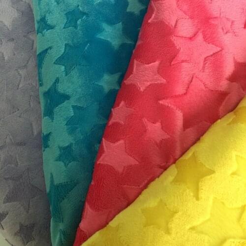 Stars Embossed Minky Fleece Fabric 1 Meter Micro Mink DIY Sew Blanket Toy Fabric