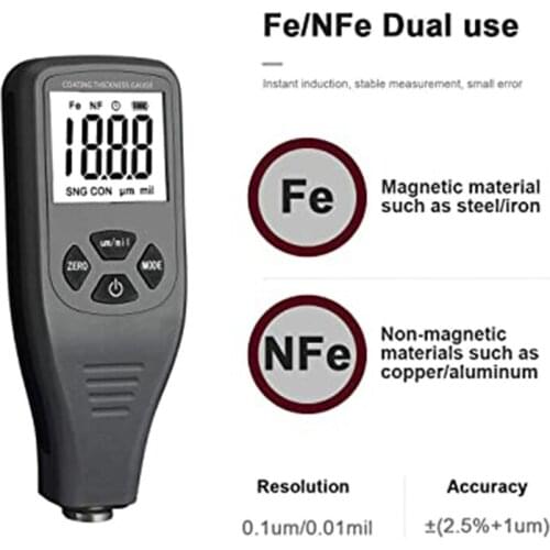 Thickness Gauges Handheld HoldPeak HP-2001 Auto Fe & NF 2 in 1 Sensor Car Paint Coating,0-1300um / 0-51.2mil