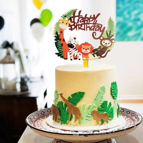 Jungle Marine Farm Animal Cake Decorations Cupcake Topper For Wedding,Baby Show,Kid Birthday Party