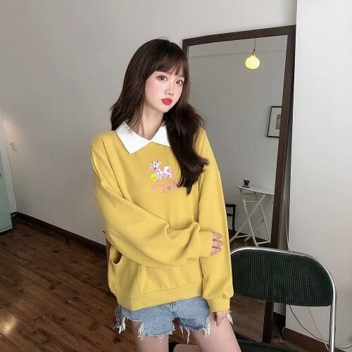 Hoddies Aesthetic Harajuku Sweatshirt Plus Size Kawaii Strawberry Cow Turn-down Collar Hoodies Letter Printing Sweatshirt Women