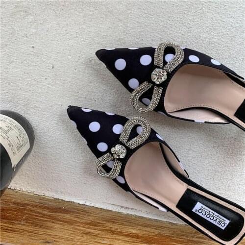 2021 Wear-shiny Women Slippers Womans Sandals Summer/Autumn Ladies Home Shoes Sexy Butterfly-knot Female Pumps Med High Heels