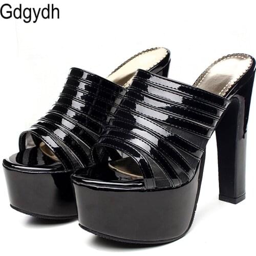 Gdgydh Roman Style Ladies Leather Sandals Slingback Extreme High Heels Shoes For Summer Model Shoes Model Wear Sexy Nightclub