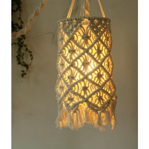 1pc Bohemian Macrame Lamp Shade Handmade Woven Floor Lamp Cover For Bedroom Cotton Rope Woven Lampshade Tapestry Home Classic