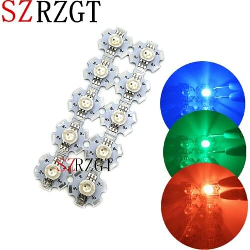 10pcs 3W RGB Color High Power 6pin LED Chip Light with 20mm star base heat sink light Beads