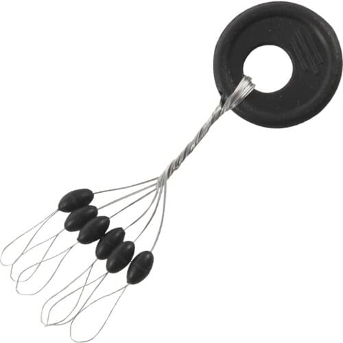 10 Pcs 6 in 1 Black Rubber Oval Stop Bead Ring Fishing Bobber Stopper
