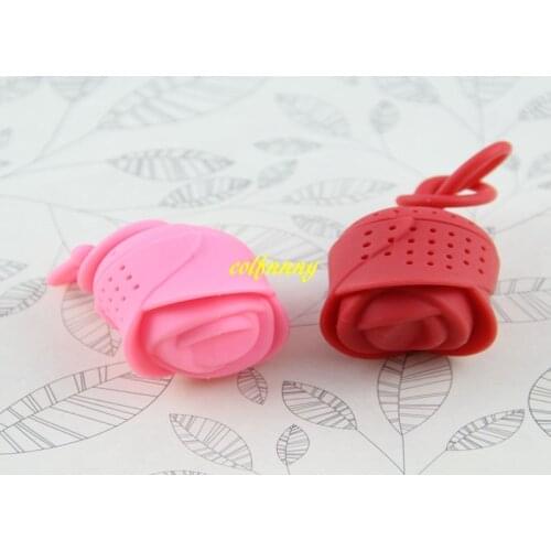 1000pcs/lot Fast Shipping Cute Creative Silicone Rose Tea Infuser Leaf Strainer Herbal Spice Infuser Tea Filter