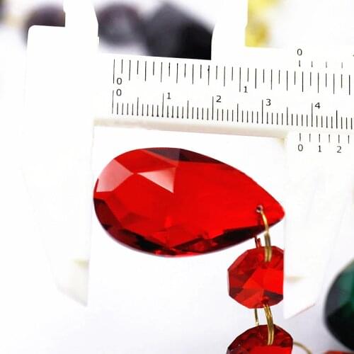 12pcs/lot (105MM) Red Crystal Glass Pendant For chandelier Prisms ( 38mm Crystalangel tear with 3pcs 14mm octagon Beads)