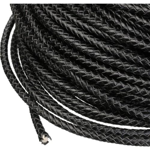 LOULEUR 2meter/lot 5mm Diameter Braided Leather Cord Rope Fit Bracelets Necklaces Findings for Leather Bracelet Jewelry Making