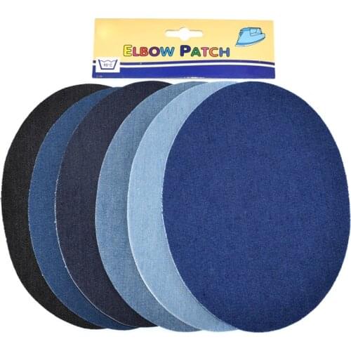 2Pcs Denim Oval Patches Heat Transfers Iron On Sew On Repair Jeans Elbow Knee Back Patch For Clothing Stickers Decoration11x14cm