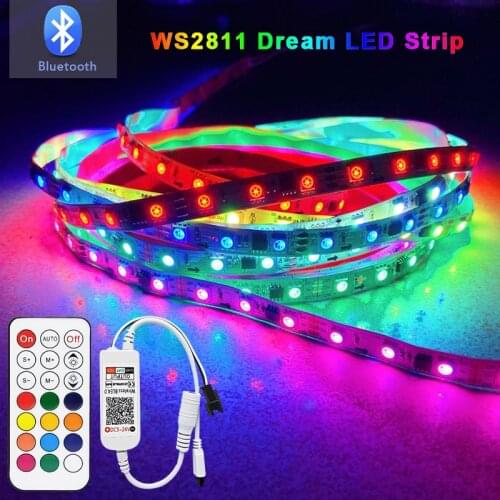 20M Bluetooth Dream RGB LED Strip Light DC12V RGB Flexible Individually Addressable Tape Led Ribbon 5M 10M 15M Led Strip Light