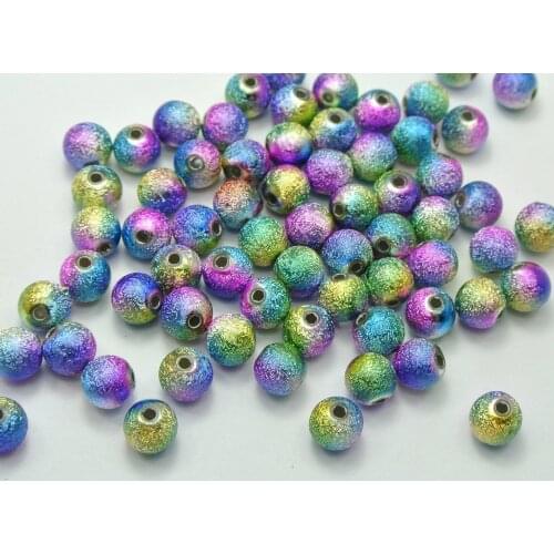 200 Peacock Multi-Color Stardust Acrylic Round Beads 8mm(0.31") Spacer Finding