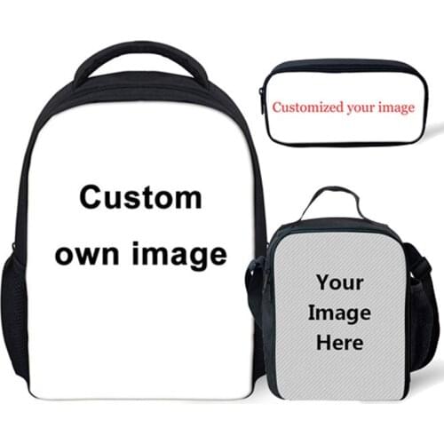 3Pcs/Set Custom Your Image Print School Bags For Kids Girls Kindergarten Preschool Backpack Children Small Toddler Bag Satchel