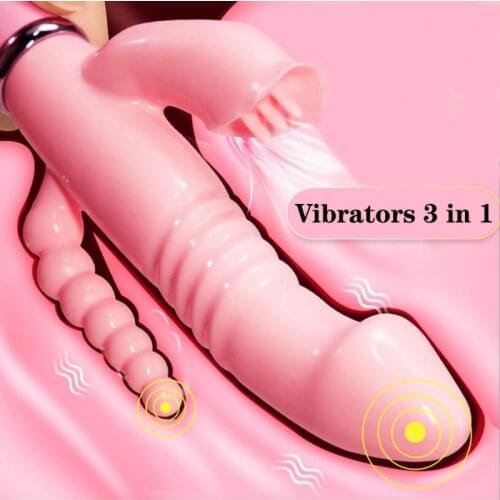 12 Mode 3 In 1 Vibrators for Women Vibrating Anal Tongue Licking Clitoris Stimulator G Spot Massager Erotic Sex Toys for Women