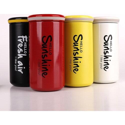 350ML kawaii bottle cute Vacuum Flask 304 Stainless steel double layer Insulated Portable rope thermos cup for women outdoor