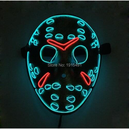 3D Freddy vs Jason Movie Theme Led Neon Mask Action Figure EL Light Luminous Cosplay Killer Mask Halloween Holiday Lighting
