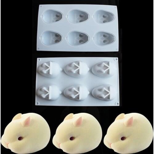 6 even rabbit silicone mold DIY mousse cake mold chocolate fudge mold