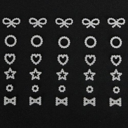 6 Styles Pick 100PCS Imitation Plastic ABS Pearl Beads Ivory Circel/Star/Bow/Heart Beads for DIY Jewelry Handmade Craft Making