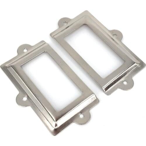 8PCS 107 x 61 mm Office Library File Drawer Cabinet Card Tag Label Card Holder Silver Tone