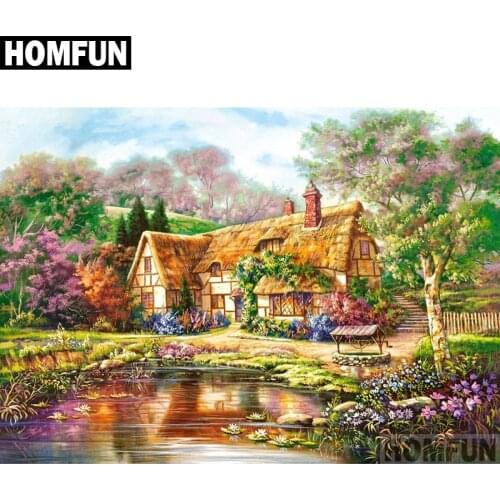 HOMFUN Full Square/Round Drill 5D DIY Diamond Painting "House scenery" Embroidery Cross Stitch 5D Home Decor Gift A05022