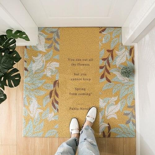 American pastoral Entrance hall carpet PVC wire loop mat INS plant flower Door mat Living room floor mat bathroom non-slip rug