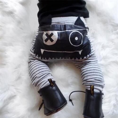 Monster Wolf Baby Pants Big Ass Cross Cute Baby Boys Clothes PP Pant Terry Stripe Newborn Long Trouser Infant Underpant Tights