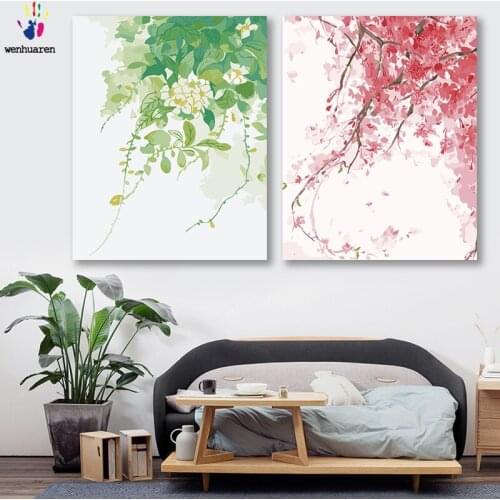 DIY colorings pictures by numbers with colors Color four seasons plant flowers picture drawing painting by numbers framed Home