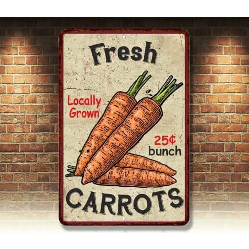Fres Carrots Kitchen Vintage Look Chic Metal Sign