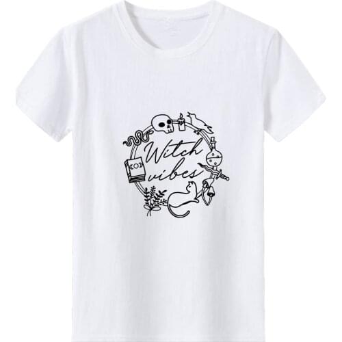 Skeleton Printed T-shirt Women Cotton O-neck Casual Short-sleeved Women T Shirts Black White Letters Personalized Tshirt Women