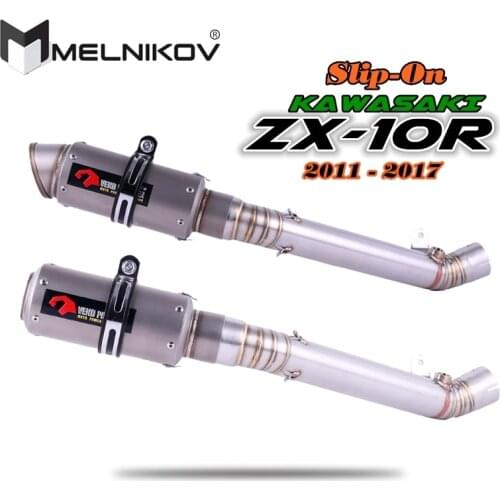 Motorcycle Exhaust Muffler Escape Link Middle Pipe Slip on For Kawasaki ZX10R ZX-10R 2011-2019 exhaust
