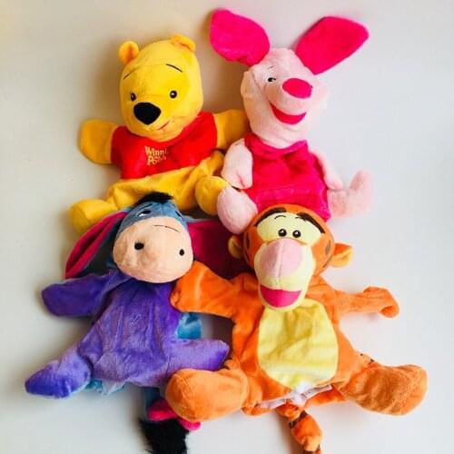Disney Tigger Eeyore Mickey Anime Hand Puppet Toys cute Plush Puppets Kids Children Finger Story Early Teaching Toy New Gifts