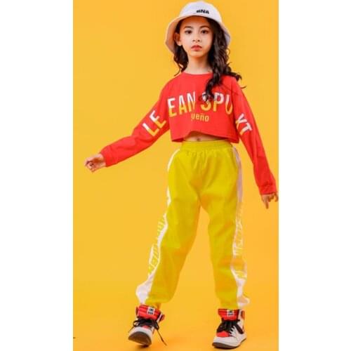 Girls Two Piece Set Children Crop Tops And Harem Pants Kids Hip Hop Dance Clothes For Girls Jazz Dance Costume 6 8 10 12 14 Year