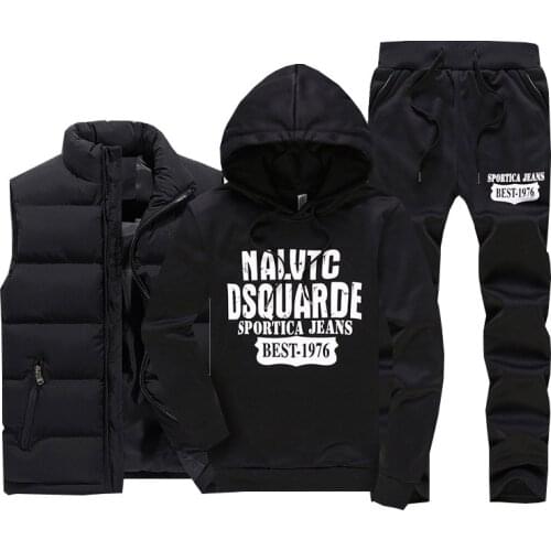 3 Pieces Mens Sportsing Suit Vest Hoodies Pants Compression Clothing Fitness Training Jogger Sets Printed Tracksuit Men Clothes