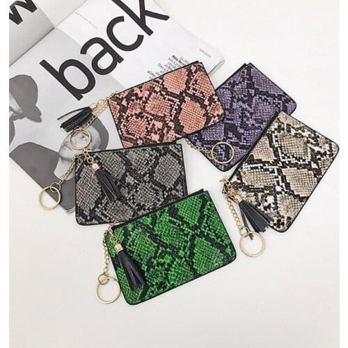 2020 New Wallet Female Fashion Trend Mini Wild Snakeskin Coin Key Bag Simple Ultra-thin Short Card Bag Small Bag