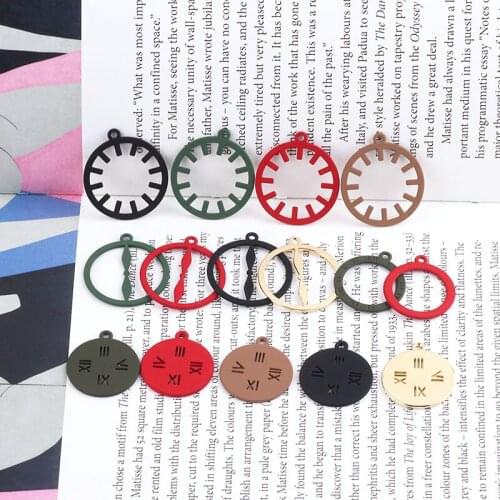 New style 50pcs/lot color rubber paint geometry rounds shape cartoon clock charms diy jewelry earring accessory