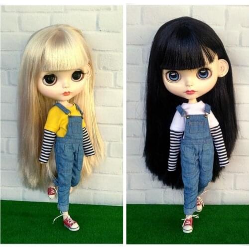 Blyth Doll Clothes Long-sleeve T-shirt/Bib Pants Doll Overall Clothing for 1/6 doll accessories (fit Licca,Pullip,Blyth,1/6 doll