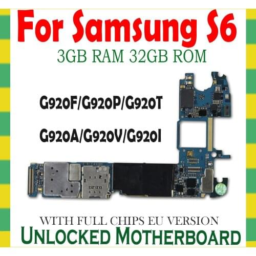 Original Motherboard For Samsung Galaxy S6 G920F G920P G920V G920A G920T G920I G920F Unlocked Mainboard Logic Mother Board parts