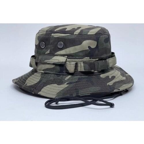 Multicam Color Mens Bucket Hat MOLLE Hunting Fishing Fishermans Hat Cap Summer Autumn 100% Cotton Hats Ajustable Breathable