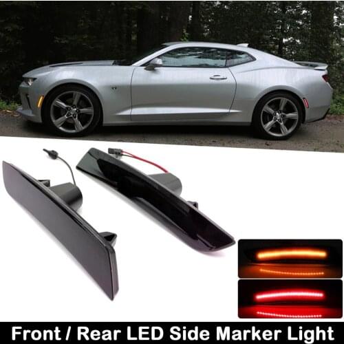 Front Amber Turn Signal Light For Chevy Camaro Cadillac ATS CTS Rear Red LED Side Marker Lamp For Chevy Camaro