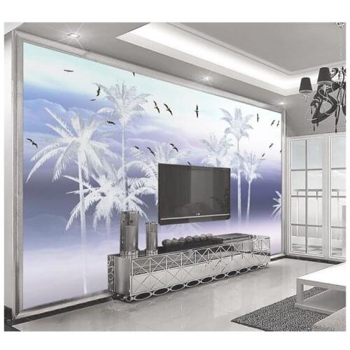 Custom photo wallpaper 3d murals wallpaper Mediterranean Sea mural trees sky sea European landscape setting wall papers decor