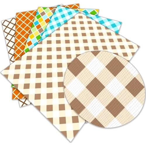 Geometry Pattern Design Faux Leather Sheets, Faux Synthetic Leather Fabric for Bows & Earring DIY Crafts 22x30cm