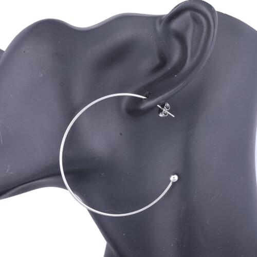 Onwear 6pcs 50mm stainless steel earring hoops diy circle earrings posts findings for jewelry making