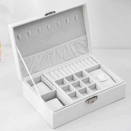 New Stud Jewelry Box Creative Leather Storage Earring Portable Multi-layer Makeup Storage Box PU Watch Box Necklace Rings Holder