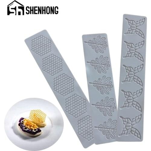 SHENHONG 3 Types Silicone Lace Mat Dessert Decoration Fondant Cake Molds Butterfly Honeycomb Chocolate Sugar Craft Baking Tools