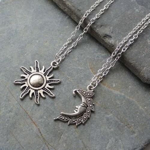 Sun And Moon Fashion Couple Necklace Sun And Moon Pendant Retro Friend Couple Necklace Jewelry