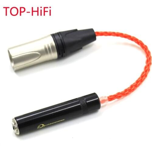 TOP-HiFi UPOCC Single Crystal Silver 4-Pin XLR Male Balanced to 6.35mm 1/4 Female Audio Adapter Cable Connector