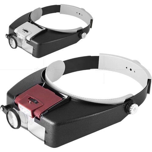 Head Wear Magnifier Adjustable Size Headband Magnifying Lenses Repair Work Light High Transparency Lenses LED Light Head Lamp