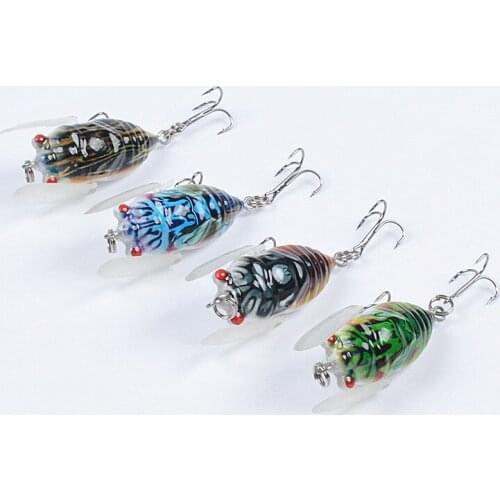 East Rain 2pcs Insect Cicada Painted Topwater Popper Suspending Hard Baits Bass Perch Catfish Trout Fishing Lures Free shipping